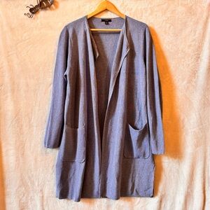 J. Crew Juliette Cardigan Sweater blazer Long Blue Linen Blend Collarless medium